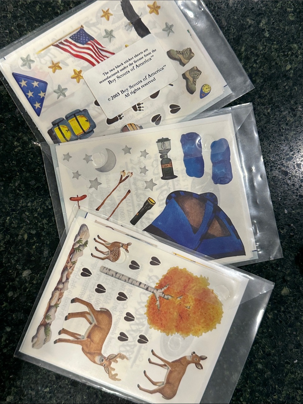 Creative Memories Camping Wildlife Boy Scouts scrapbook Sticker Sheets NEW vtg